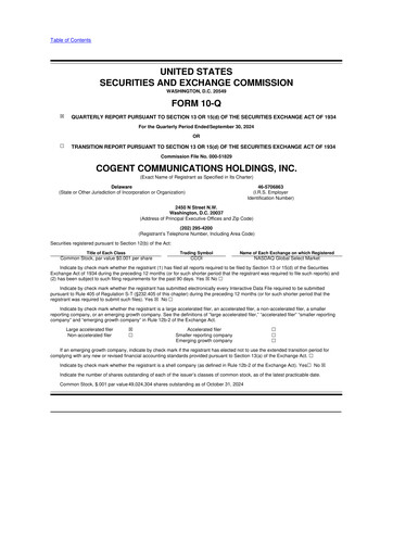 Thumbnail Cogent Communications
 10-Q Quarterly Report FY2024 