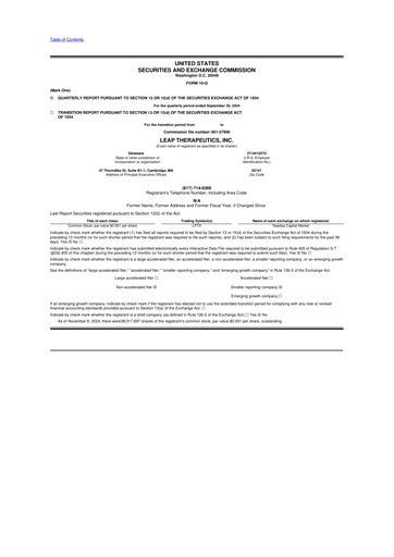 Thumbnail Leap Therapeutics
 10-Q Quarterly Report FY2024 Q3