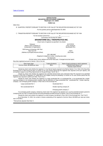 Vorschaubild BrainStorm Cell Therapeutics 10-Q Quartalsbericht 2024 