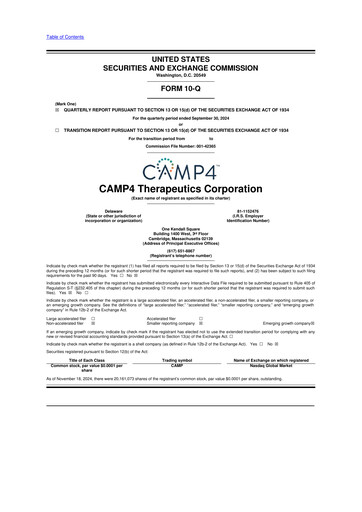 Thumbnail CAMP4 Therapeutics 10-Q Quarterly Report FY2024 