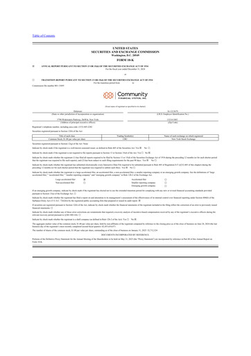 Thumbnail Community Financial System 10-K Annual Report 2024