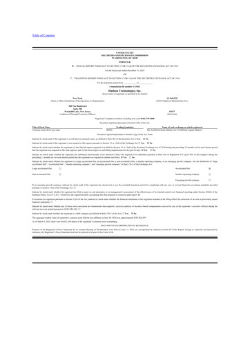 Thumbnail Hudson Technologies 10-K Annual Report 2024
