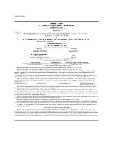 Thumbnail Leap Therapeutics
 10-K Annual Report 2024