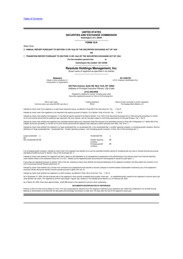 Thumbnail Resolute Holdings Management 10-K Annual Report 2024