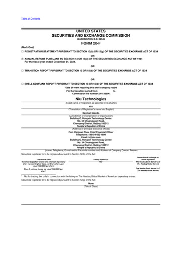 Vorschaubild Niu Technologies 20-F Jahresbericht 2024