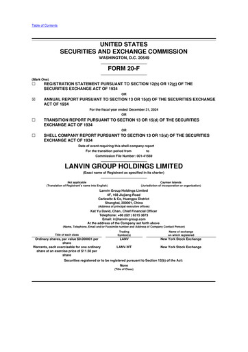 Miniature Lanvin Group 20-F Rapport annuel 