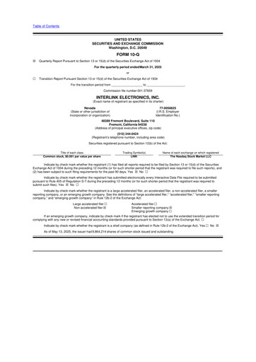 Thumbnail Interlink Electronics 10-Q Quarterly Report FY 