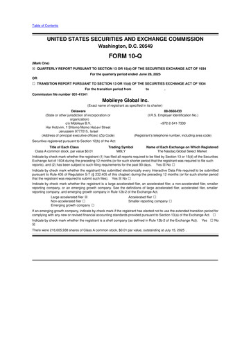 Vorschaubild Mobileye 10-Q Quartalsbericht 2025 