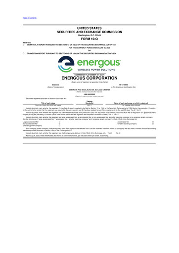 Miniature Energous 10-Q Rapport trimestriel 2025 