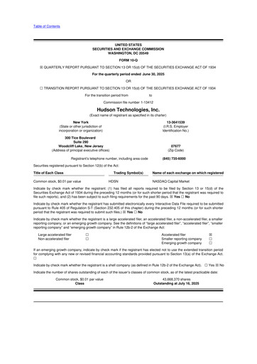 Thumbnail Hudson Technologies 10-Q Quarterly Report FY 