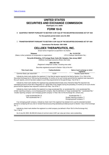 Thumbnail Celldex Therapeutics 10-Q Quarterly Report FY2025 