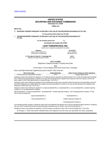 Thumbnail Leap Therapeutics
 10-Q Quarterly Report FY2025 Q2