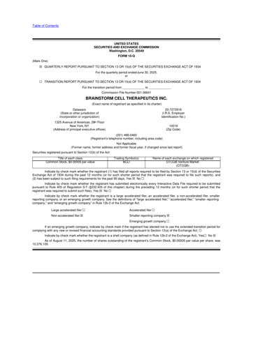 Vorschaubild BrainStorm Cell Therapeutics 10-Q Quartalsbericht 2025 