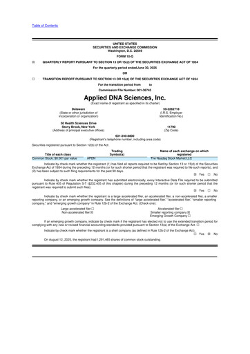 Miniature Applied DNA Sciences
 10-Q Rapport trimestriel 2025 