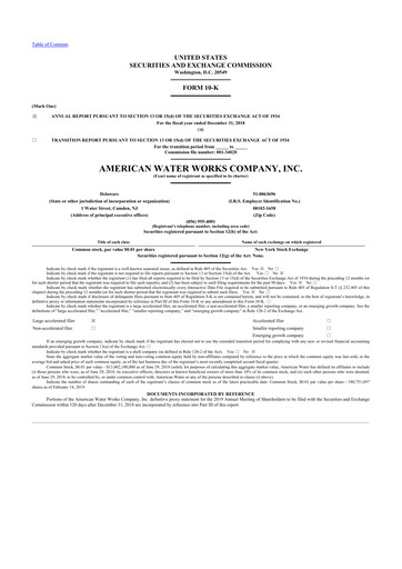 Thumbnail American Water 10-K Annual Report 2018