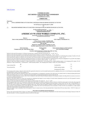 Thumbnail American Water 10-K Annual Report 2024