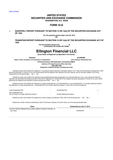 Thumbnail Ellington Financial
 10-Q Quarterly Report FY2015 