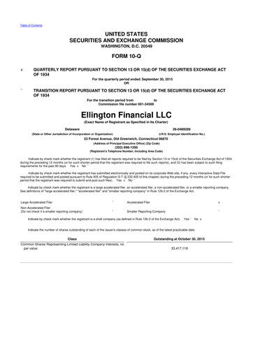 Thumbnail Ellington Financial
 10-Q Quarterly Report FY2015 