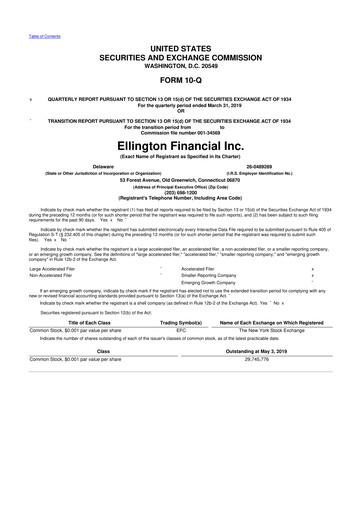 Thumbnail Ellington Financial
 10-Q Quarterly Report FY2019 