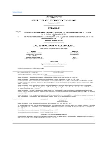 Thumbnail AMC Entertainment 10-K Annual Report 2016