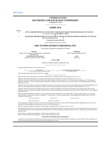 Thumbnail AMC Entertainment 10-K Annual Report 2018