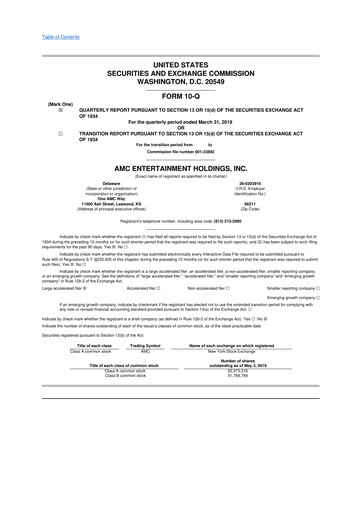 Thumbnail AMC Entertainment 10-Q Quarterly Report FY 