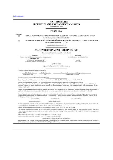 Thumbnail AMC Entertainment 10-K Annual Report 2019