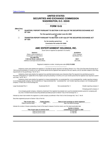 Thumbnail AMC Entertainment 10-Q Quarterly Report FY 