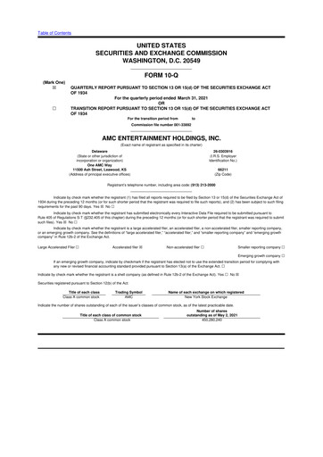 Thumbnail AMC Entertainment 10-Q Quarterly Report FY 