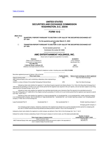 Thumbnail AMC Entertainment 10-Q Quarterly Report FY 