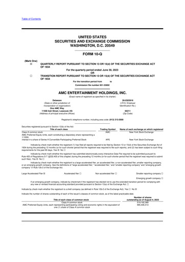 Thumbnail AMC Entertainment 10-Q Quarterly Report FY 