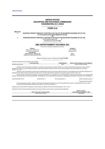 Thumbnail AMC Entertainment 10-Q Quarterly Report FY 