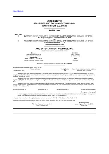 Thumbnail AMC Entertainment 10-Q Quarterly Report FY 