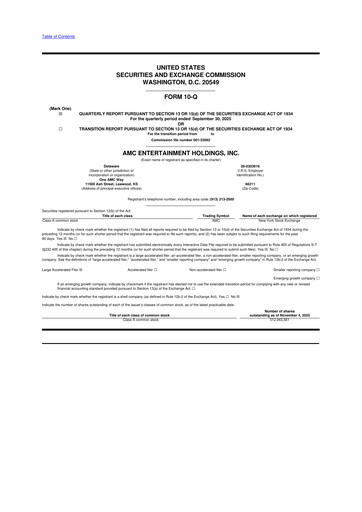 Thumbnail AMC Entertainment 10-Q Quarterly Report FY 