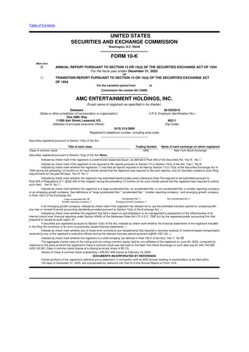 Thumbnail AMC Entertainment 10-K Annual Report 