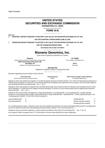 Miniature Bionano Genomics
 10-Q Rapport trimestriel 2026 