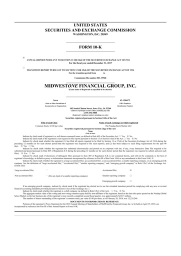 Thumbnail MidWestOne Financial Group
 10-K Annual Report 2017