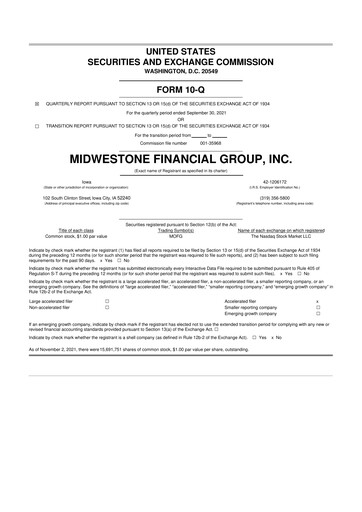 Thumbnail MidWestOne Financial Group
 10-Q Quarterly Report FY2021 