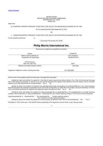 Vorschaubild Philip Morris International 10-Q Quartalsbericht 2012 