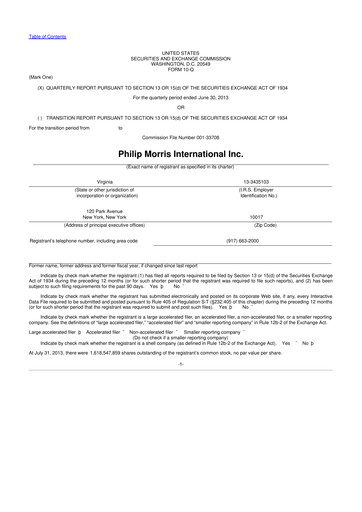 Vorschaubild Philip Morris International 10-Q Quartalsbericht 2013 