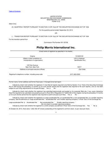 Vorschaubild Philip Morris International 10-Q Quartalsbericht 2013 