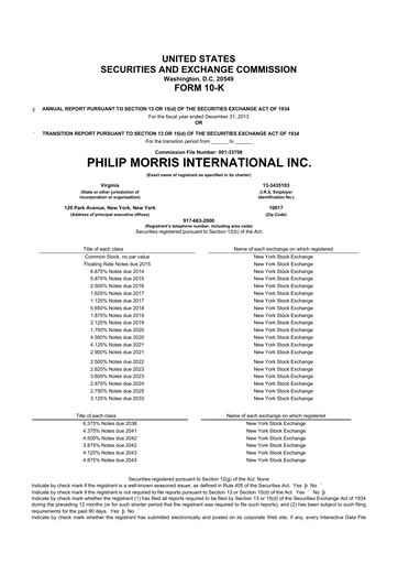 Thumbnail Philip Morris International 10-K Annual Report 2013