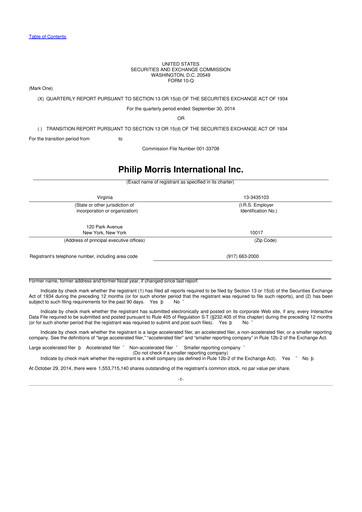 Vorschaubild Philip Morris International 10-Q Quartalsbericht 2014 