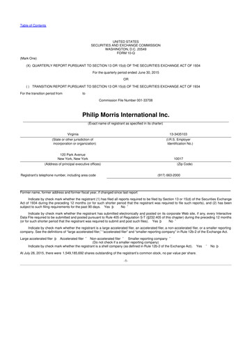 Vorschaubild Philip Morris International 10-Q Quartalsbericht 2015 