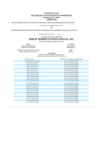 Thumbnail Philip Morris International 10-K Annual Report 2015