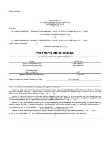 Vorschaubild Philip Morris International 10-Q Quartalsbericht 2016 