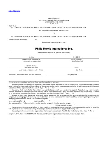 Vorschaubild Philip Morris International 10-Q Quartalsbericht 2017 