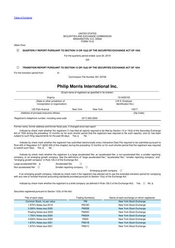 Vorschaubild Philip Morris International 10-Q Quartalsbericht 2019 