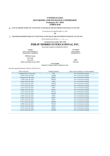 Thumbnail Philip Morris International 10-K Annual Report 2019