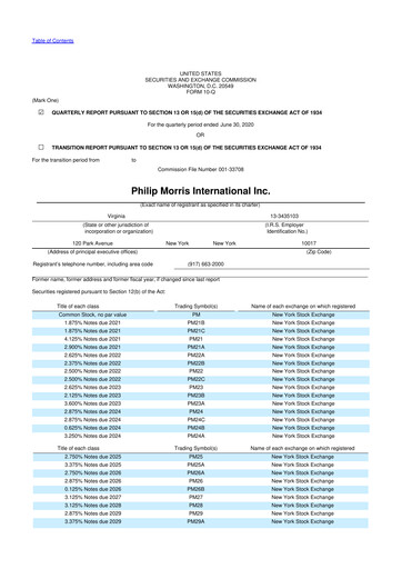 Vorschaubild Philip Morris International 10-Q Quartalsbericht 2020 